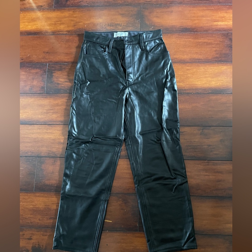 Ankle Straight Ultra High Rise Vegan Leather Pants